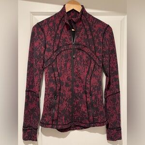 Lululemon Womens Define Jacket Scatter Blossom Jacquard Garnet Maroon BLK Size 6